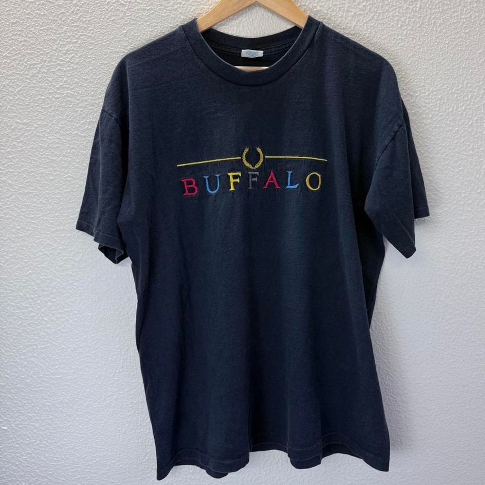 Center Cut Heavy T Vintage Buffalo T Shirt Mens XL Embroidered Graphic Tee